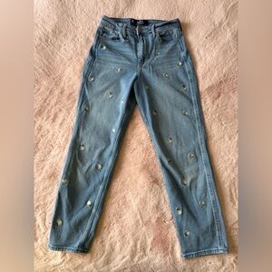 Hollister Ultra High Rise Mom Jeans Embroidered Floral Y2K